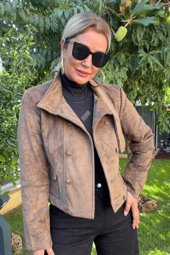 Sylvie Süet Slim Fit Mont Haki