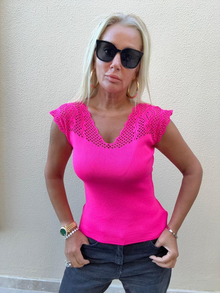 Tilda Fuşya Ajurlu Triko