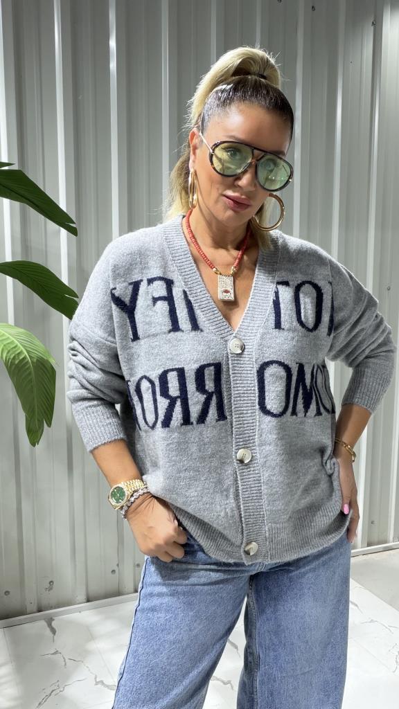 Tomorrow Oversize Hırka Gri