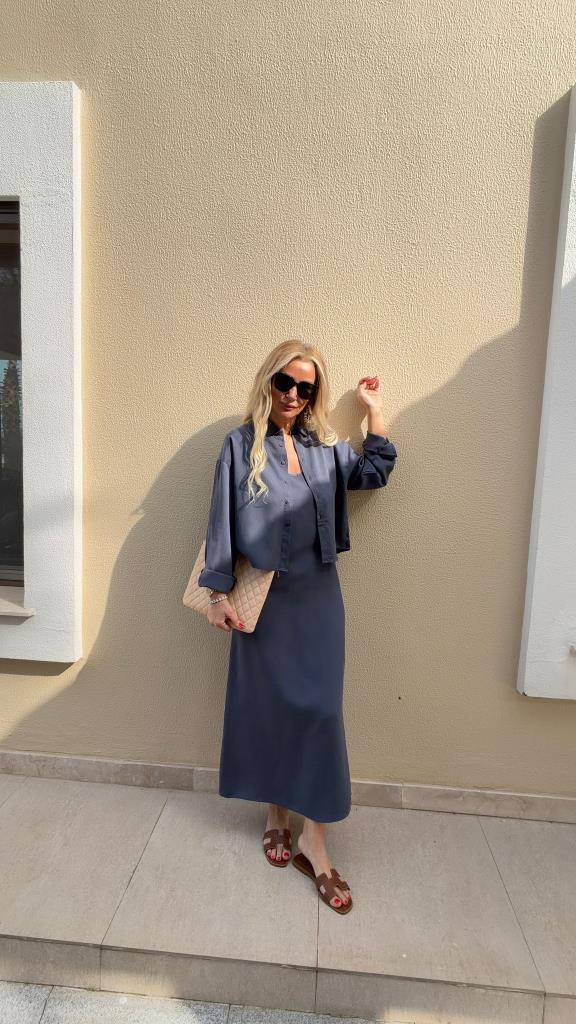 Urban Layer İndigo Gömlekli Elbise Set