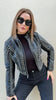 Velira Taşlı Siyah Deri Ceket