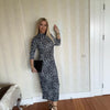 Vella Gri Leopar Desen Elbise