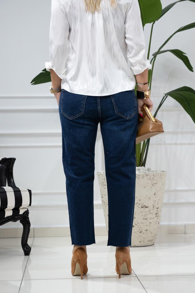 Wiens Kadın Koyu Mavi Paça Kesik Kot Pantolon