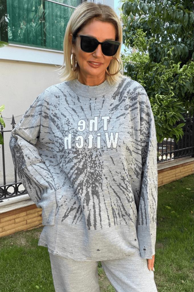 Witch Oversize Triko Takım Gri