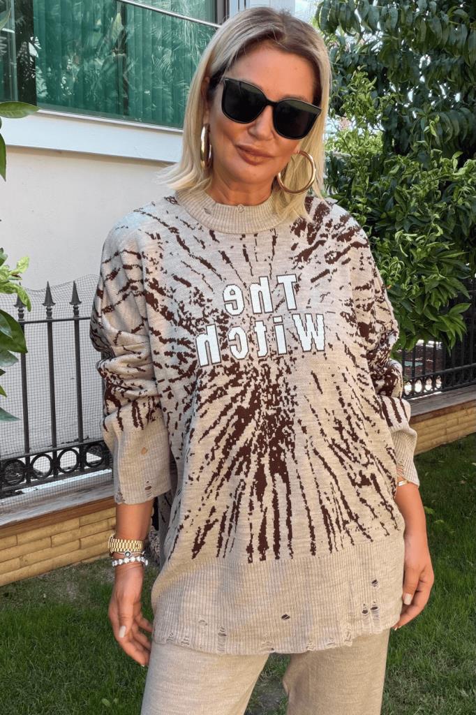 Witch Oversize Triko Takım Vizon