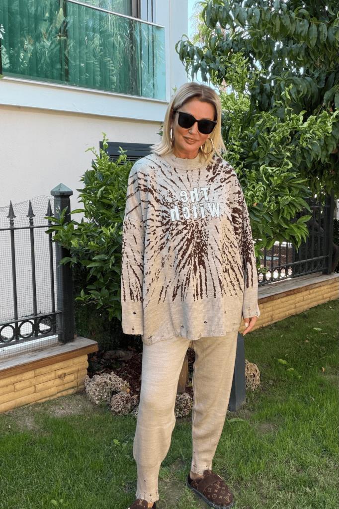Witch Oversize Triko Takım Vizon