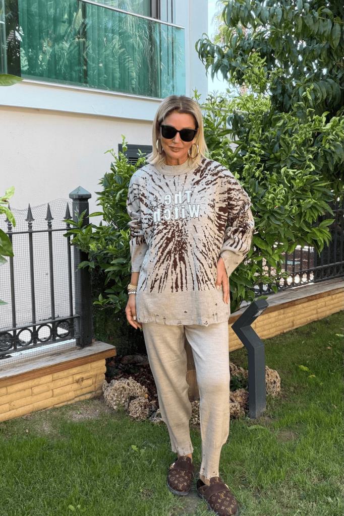 Witch Oversize Triko Takım Vizon