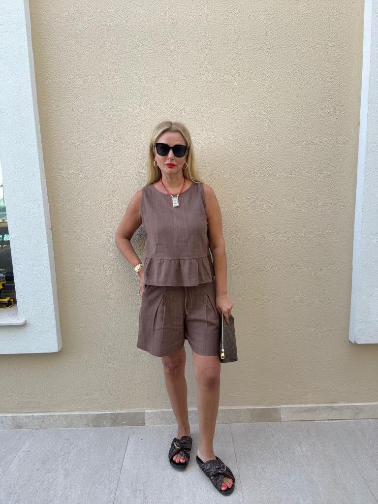 Yulse Kahverengi Şortlu Takım