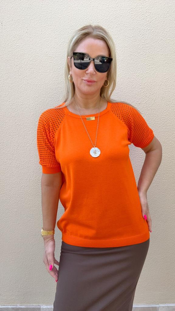 Zenya Turuncu Büyük Beden Triko