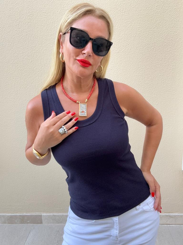 Zilga Lacivert Fitilli Likralı Atlet