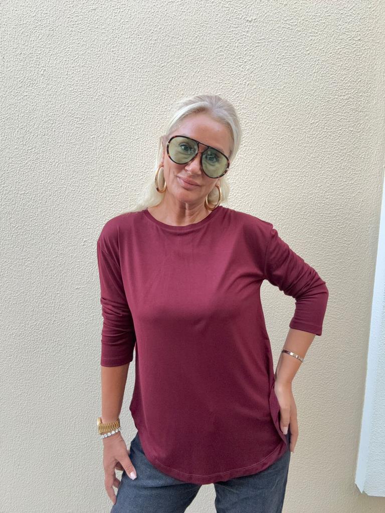 Zuby Biye Detaylı Bordo Bluz