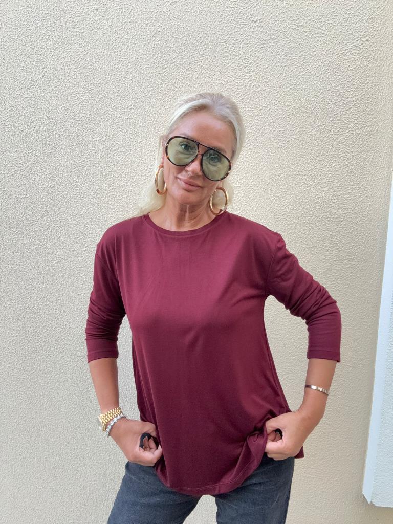 Zuby Biye Detaylı Bordo Bluz