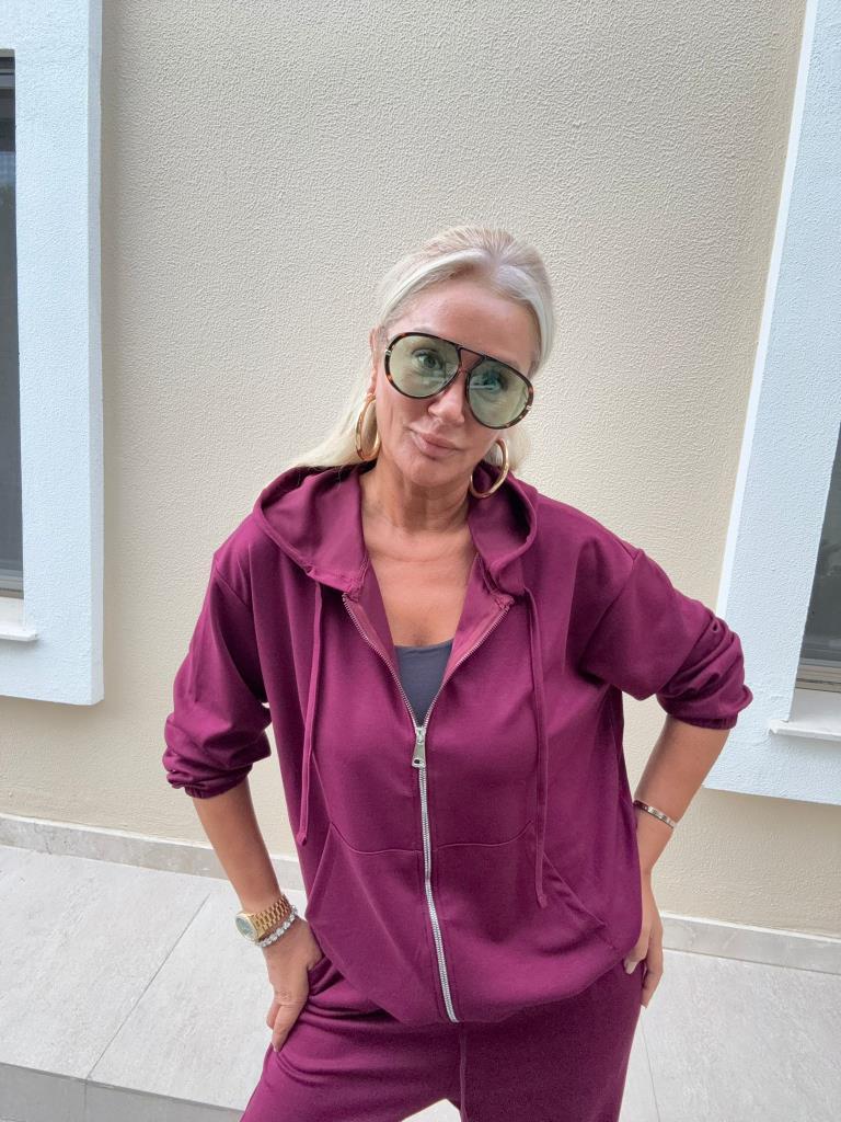 Zumba Bordo Fermuarlı Takım