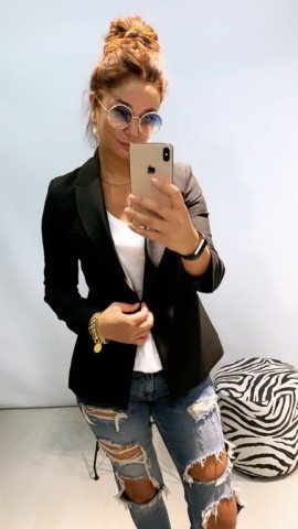 Saten Yaka Siyah Blazer